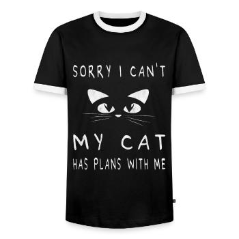 Désolé je ne peux pas mon chat a des projets avec moi cadeau femme - T-shirt contrasté Homme - noir/blanc - Devant - AI Model Female 172 light (172cm) & AI Model Male 178 light (178cm)