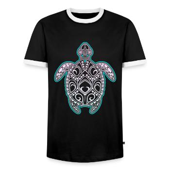 Plongée tortue - T-shirt contrasté Homme - noir/blanc - Devant - AI Model Female 172 light (172cm) & AI Model Male 178 light (178cm)