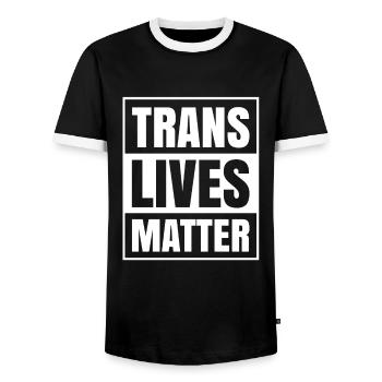 Black Trans Lives Matter African Transgender - Men's Ringer Shirt - black/white - Front - AI Model Female 172 light (172cm) & AI Model Male 178 light (178cm)