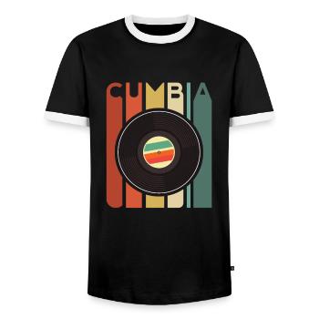 Cumbia Retro Vintage Dance Music Latin Merengue - Men's Ringer Shirt - black/white - Front - AI Model Female 172 light (172cm) & AI Model Male 178 light (178cm)