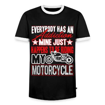 Motorcycle Motorcycle Addiction - Men's Ringer Shirt - black/white - Front - AI Model Female 172 light (172cm) & AI Model Male 178 light (178cm)