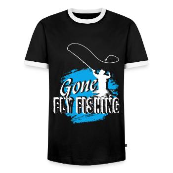 Fly Fishing Gone Fly Fishing - Men's Ringer Shirt - black/white - Front - AI Model Female 172 light (172cm) & AI Model Male 178 light (178cm)
