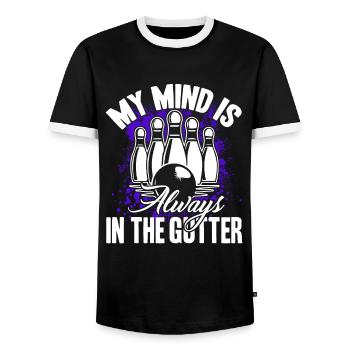 Bowling Mind ist in der Gosse - Männer Kontrast-T-Shirt - Schwarz/Weiß - Vorne - AI Model Female 172 light (172cm) & AI Model Male 178 light (178cm)