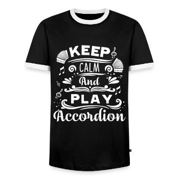 Accordéon Gardez votre calme et jouez de l'accordéon - T-shirt contrasté Homme - noir/blanc - Devant - AI Model Female 172 light (172cm) & AI Model Male 178 light (178cm)