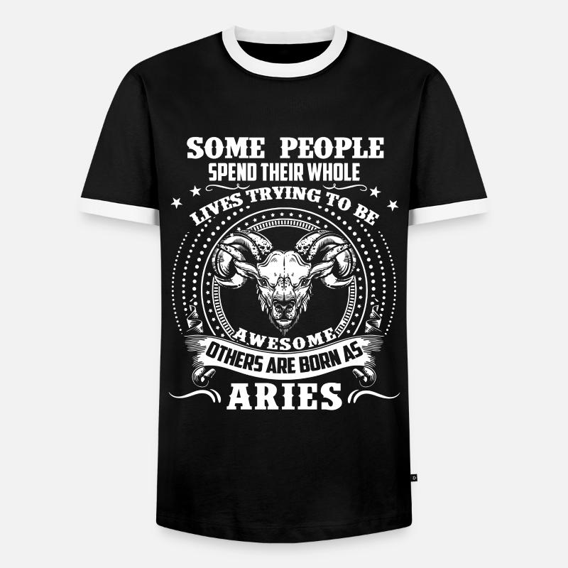 Widder als Widder geboren - Männer Kontrast-T-Shirt - Schwarz/Weiß
