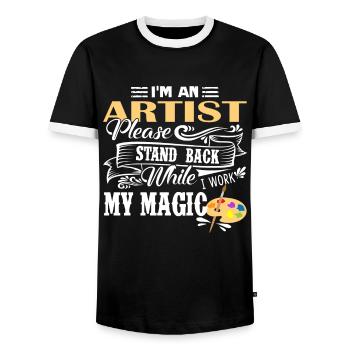 Artiste Je suis un artiste - T-shirt contrasté Homme - noir/blanc - Devant - AI Model Female 172 light (172cm) & AI Model Male 178 light (178cm)