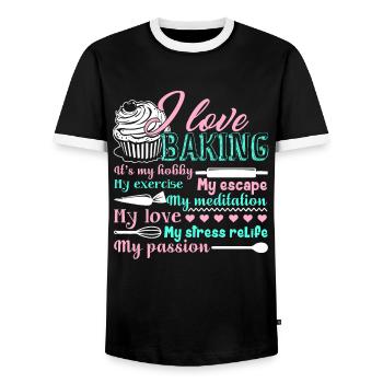 Bäcker Ich liebe Backen - Männer Kontrast-T-Shirt - Schwarz/Weiß - Vorne - AI Model Female 172 light (172cm) & AI Model Male 178 light (178cm)