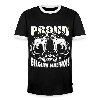 Fier parent d'une chemise Malinois belge - T-shirt contrasté Homme - noir/blanc - Devant - AI Model Female 172 light (172cm) & AI Model Male 178 light (178cm)