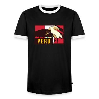 Peru Flag Condor Peruvian Sur Andes Inca Machu - Men's Ringer Shirt - black/white - Front - AI Model Female 172 light (172cm) & AI Model Male 178 light (178cm)