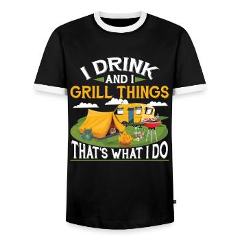 Je bois et je fais des grillades - T-shirt contrasté Homme - noir/blanc - Devant - AI Model Female 172 light (172cm) & AI Model Male 178 light (178cm)