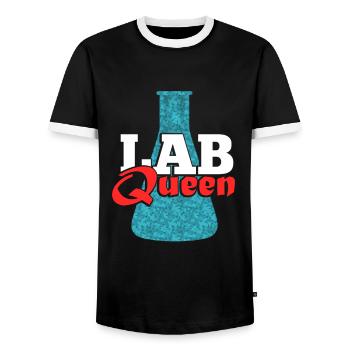 Lab Queen Labor Chemistry Science Chemistry - Men's Ringer Shirt - black/white - Front - AI Model Female 172 light (172cm) & AI Model Male 178 light (178cm)