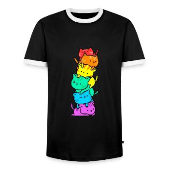 Chats Gay Pride - T-shirt contrasté Homme - noir/blanc - Devant - AI Model Female 172 light (172cm) & AI Model Male 178 light (178cm)