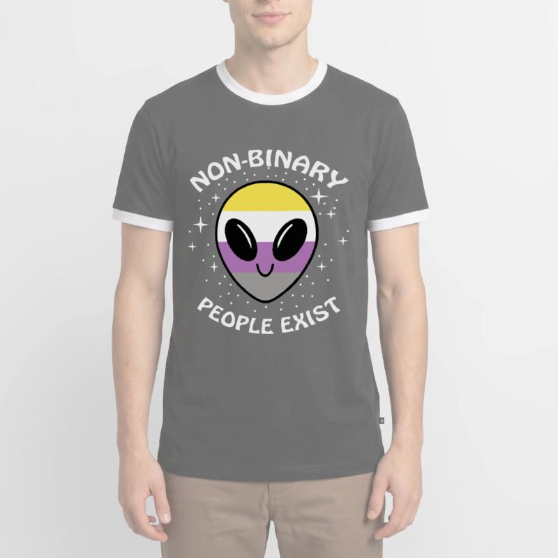 Non-Binary People Exist Nonbinary Pride Männer Kontrast-T-Shirt