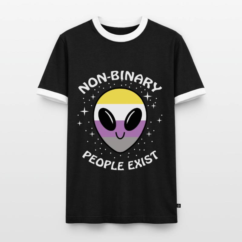 Non-Binary People Exist Nonbinary Pride Männer Kontrast-T-Shirt