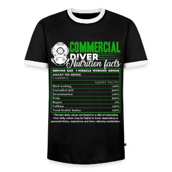 Nährwertangaben für kommerzielle Taucher - Männer Kontrast-T-Shirt - Schwarz/Weiß - Vorne - AI Model Female 172 light (172cm) & AI Model Male 178 light (178cm)