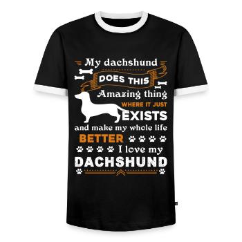Dackel Ich liebe meinen Dackel - Männer Kontrast-T-Shirt - Schwarz/Weiß - Vorne - AI Model Female 172 light (172cm) & AI Model Male 178 light (178cm)