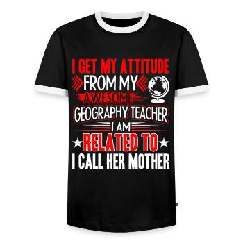 Chemises impressionnantes de professeur de géographie - T-shirt contrasté Homme - noir/blanc - Devant - AI Model Female 172 light (172cm) & AI Model Male 178 light (178cm)
