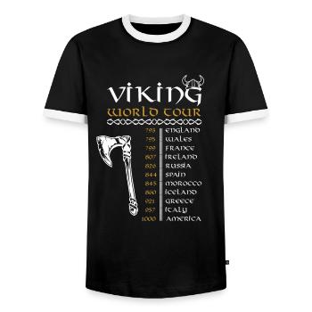 Viking World Tour Vikings - T-shirt contrasté Homme - noir/blanc - Devant - AI Model Female 172 light (172cm) & AI Model Male 178 light (178cm)