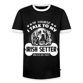 I Talk To My Irish Setter Shirt - Men's Ringer Shirt - black/white - Front - AI Model Female 172 light (172cm) & AI Model Male 178 light (178cm)