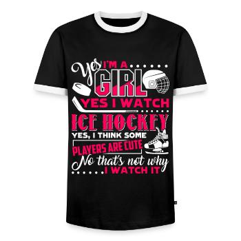 Eishockey Ich liebe Eishockey - Männer Kontrast-T-Shirt - Schwarz/Weiß - Vorne - AI Model Female 172 light (172cm) & AI Model Male 178 light (178cm)