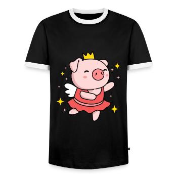 Pig ballerina gift for ballerina - Men's Ringer Shirt - black/white - Front - AI Model Female 172 light (172cm) & AI Model Male 178 light (178cm)