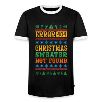 Error No Christmas Sweater Found - T-shirt contrasté Homme - noir/blanc - Devant - AI Model Female 172 light (172cm) & AI Model Male 178 light (178cm)