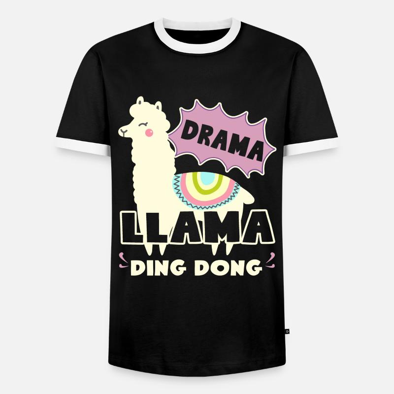 Llama Drama Llama Ding Dong - Men's Ringer Shirt - black/white