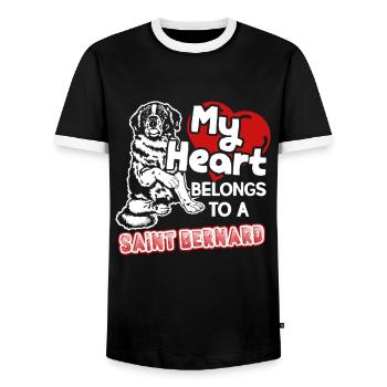 Mon cœur appartient à un Saint Bernard - T-shirt contrasté Homme - noir/blanc - Devant - AI Model Female 172 light (172cm) & AI Model Male 178 light (178cm)