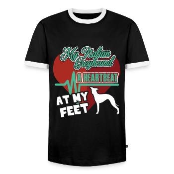 Mein italienischer Windhund Ein Herzschlag an meinen Füßen Tee - Männer Kontrast-T-Shirt - Schwarz/Weiß - Vorne - AI Model Female 172 light (172cm) & AI Model Male 178 light (178cm)