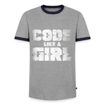 Code Girl Femmes Woman Power Feminist Female Nerd - T-shirt contrasté Homme - gris/marine  - Devant - AI Model Female 172 light (172cm) & AI Model Male 178 light (178cm)