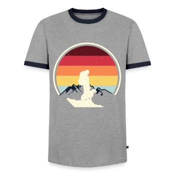 Vintage Hunde Wandern Camping - Männer Kontrast-T-Shirt - Grau/Navy  - Vorne - AI Model Female 172 light (172cm) & AI Model Male 178 light (178cm)