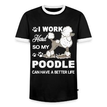 Caniche aime mon caniche - T-shirt contrasté Homme - noir/blanc - Devant - AI Model Female 172 light (172cm) & AI Model Male 178 light (178cm)