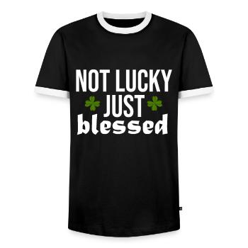 Lucky Luck Bénédiction Béni Divin - T-shirt contrasté Homme - noir/blanc - Devant - AI Model Female 172 light (172cm) & AI Model Male 178 light (178cm)
