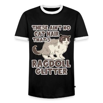 Dies ist kein Katzenhaar, das Ragdoll Glitter Tee ist - Männer Kontrast-T-Shirt - Schwarz/Weiß - Vorne - AI Model Female 172 light (172cm) & AI Model Male 178 light (178cm)