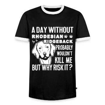 Rhodesian Ridgeback Shirts - Männer Kontrast-T-Shirt - Schwarz/Weiß - Vorne - AI Model Female 172 light (172cm) & AI Model Male 178 light (178cm)