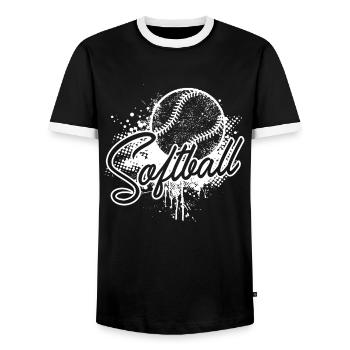 Softball Love Softball - Men's Ringer Shirt - black/white - Front - AI Model Female 172 light (172cm) & AI Model Male 178 light (178cm)