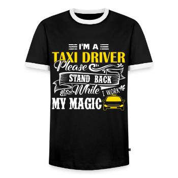 Chauffeur de taxi Je suis chauffeur de taxi - T-shirt contrasté Homme - noir/blanc - Devant - AI Model Female 172 light (172cm) & AI Model Male 178 light (178cm)