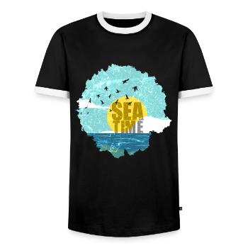 Sea Time Ocean Sun Beach Water Ship Swimming - Männer Kontrast-T-Shirt - Schwarz/Weiß - Vorne - AI Model Female 172 light (172cm) & AI Model Male 178 light (178cm)