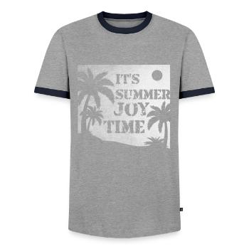 Son Summer Joy Time Beach Sun Warm - T-shirt contrasté Homme - gris/marine  - Devant - AI Model Female 172 light (172cm) & AI Model Male 178 light (178cm)