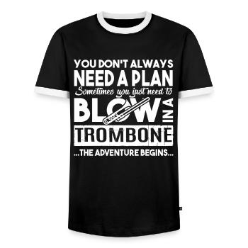 Le trombone doit souffler dans un trombone - T-shirt contrasté Homme - noir/blanc - Devant - AI Model Female 172 light (172cm) & AI Model Male 178 light (178cm)