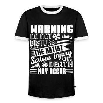 Artist Do Not Disturb The Artist - Men's Ringer Shirt - black/white - Front - AI Model Female 172 light (172cm) & AI Model Male 178 light (178cm)
