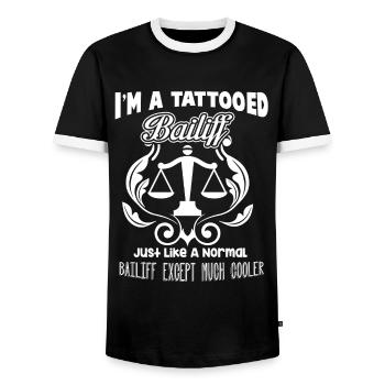 I m A Tattooed Bailiff - T-shirt contrasté Homme - noir/blanc - Devant - AI Model Female 172 light (172cm) & AI Model Male 178 light (178cm)