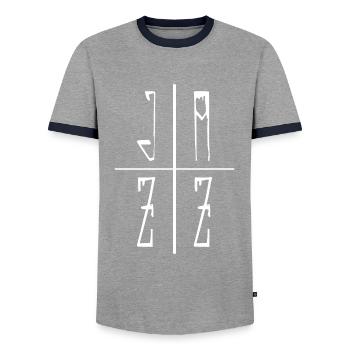 Jazz - Männer Kontrast-T-Shirt - Grau/Navy  - Vorne - AI Model Female 172 light (172cm) & AI Model Male 178 light (178cm)