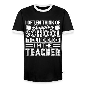 Teacher I'm The Teacher - Men's Ringer Shirt - black/white - Front - AI Model Female 172 light (172cm) & AI Model Male 178 light (178cm)