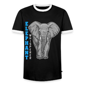 Elephant Elephant Whisperer - Men's Ringer Shirt - black/white - Front - AI Model Female 172 light (172cm) & AI Model Male 178 light (178cm)