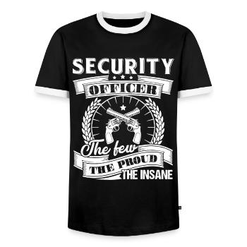 Security Officer Proud Security Officer - Men's Ringer Shirt - black/white - Front - AI Model Female 172 light (172cm) & AI Model Male 178 light (178cm)
