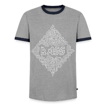 art de la basse - T-shirt contrasté Homme - gris/marine  - Devant - AI Model Female 172 light (172cm) & AI Model Male 178 light (178cm)