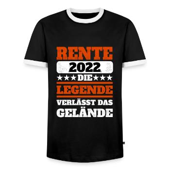 Rente 2022 Die Legende verlässt das Gelände - Männer Kontrast-T-Shirt - Schwarz/Weiß - Vorne - AI Model Female 172 light (172cm) & AI Model Male 178 light (178cm)