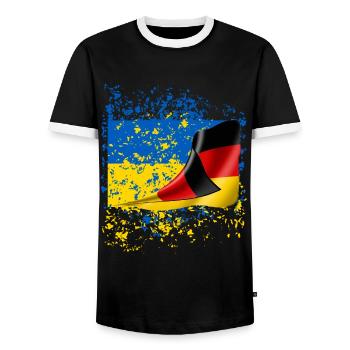 Ukraine German Friends Flag - Men's Ringer Shirt - black/white - Front - AI Model Female 172 light (172cm) & AI Model Male 178 light (178cm)