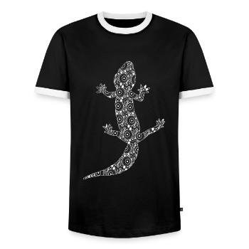 Gecko - Men's Ringer Shirt - black/white - Front - AI Model Female 172 light (172cm) & AI Model Male 178 light (178cm)